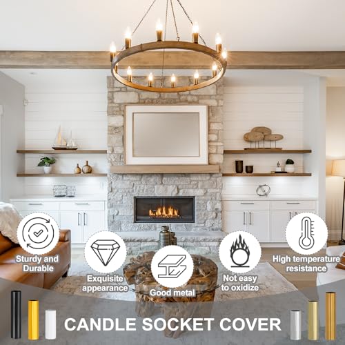 PATIKIL 5 Inch Candle Covers Sleeves Metal E12 Socket Chrome