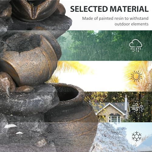 Outsunny 283 Inch Solar Powered Water Fountain with LED Lights