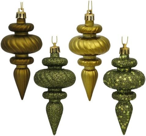 Vickerman 4 Finial Ornament 8 Pack Shatterproof Plastic