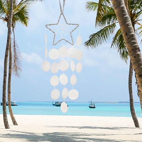 Pretty Jolly Star Design Capiz Wind Chimes for Outdoor Use