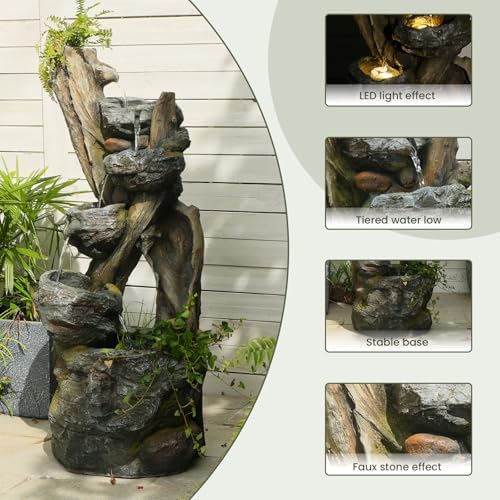 Takamota 437 Inch 5-Tier Cascading Waterfall Fountain with LED Light