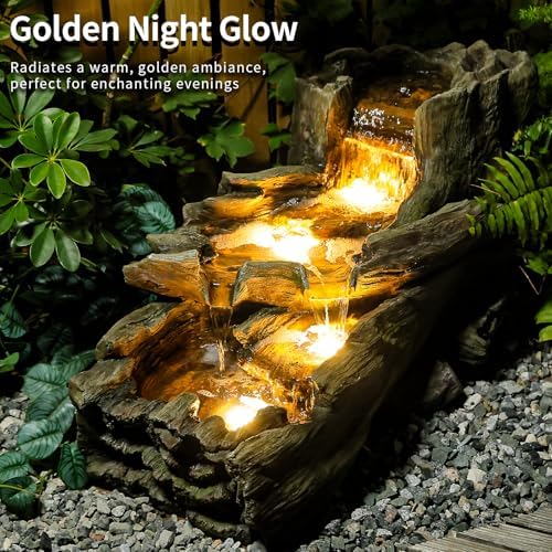 345 Inch L Garden Outdoor Water Fountain with LED Lights