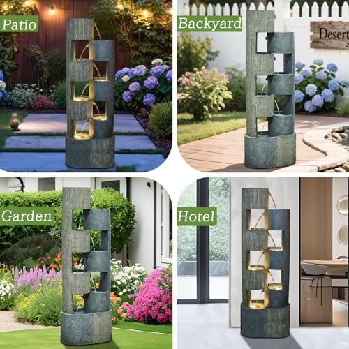 51 Inch Outdoor Water Fountain with LED Lights
