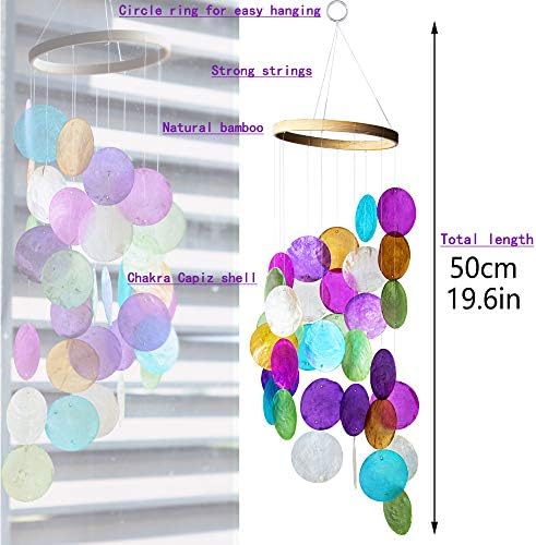 Rainbow Capiz Shell Wind Chime Decor