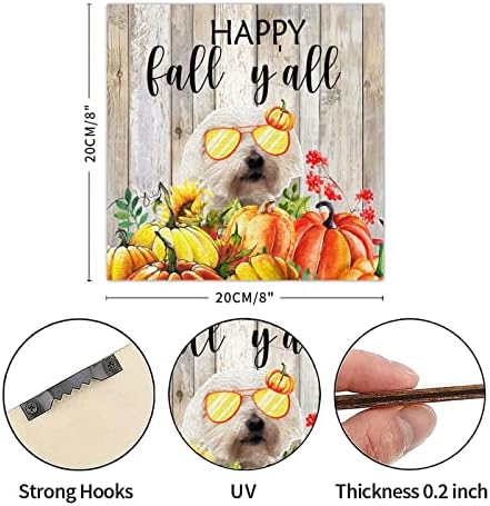 Thanksgiving Hello Fall Decorative Wood Sign 8x8in