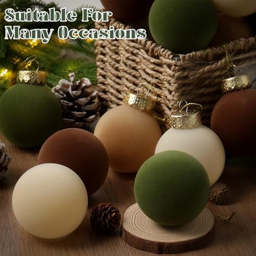 24PCS Scented Velvet Christmas Balls for Winter Decor