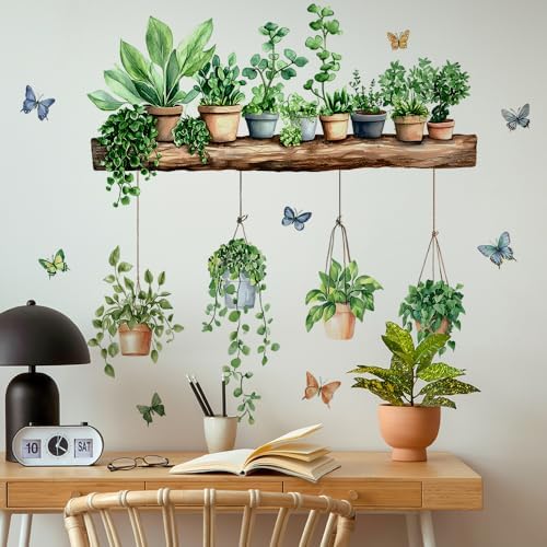 iMagitek 3D Potted Green Plant Wall Decals