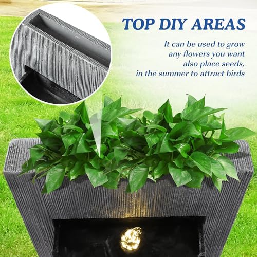 Dephet 496 Inch Freestanding Water Fountain with LED Light