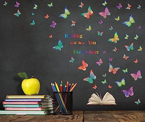 OLMIXA Colorful Butterfly Reading Wall Decal