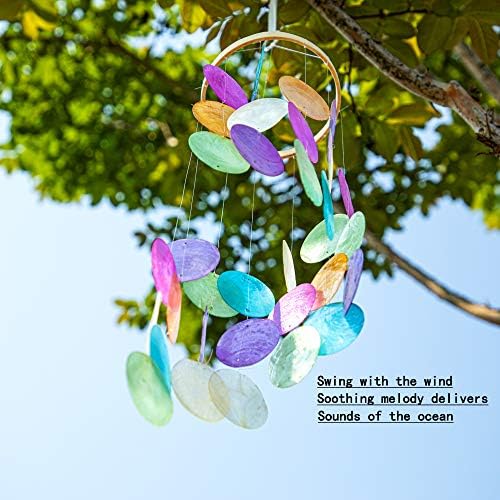 Rainbow Capiz Shell Wind Chime Decor