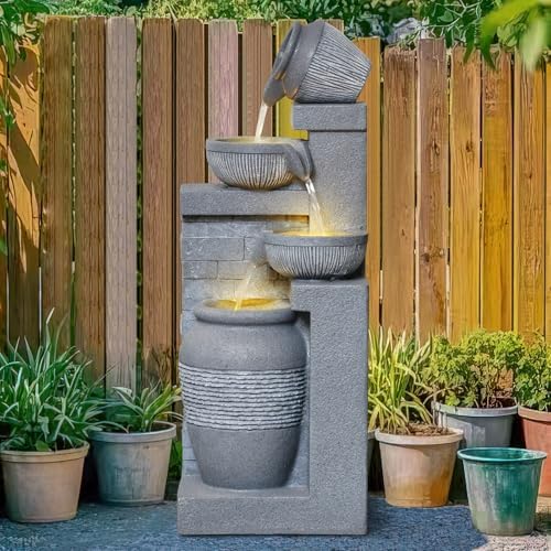 3189 Inch 4 Tier Outdoor Water Fountain with Lights