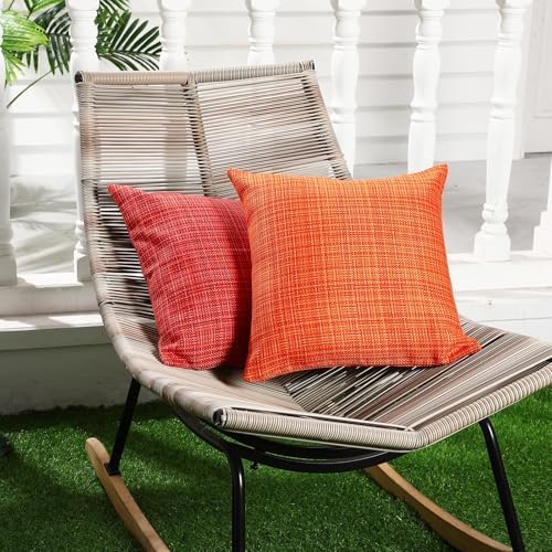 Yuntau 4 Pcs Waterproof Outdoor Throw Pillow Covers Red Orange