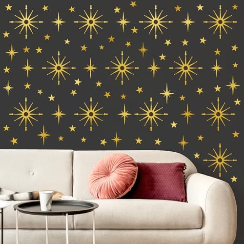 Gold Star Wall Decals for Bedroom Living Room Decor