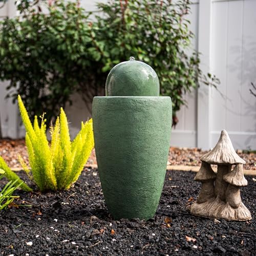 XBrand 2598 Inch H Round Stone Water Fountain with LED Lights