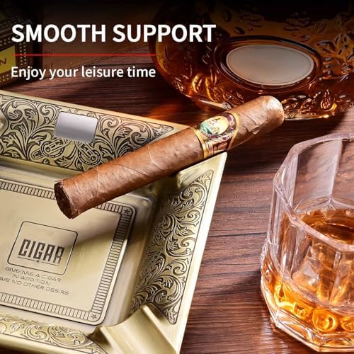 Titanium Cigar Ashtray with 4 Slots and Anti-Slip Base