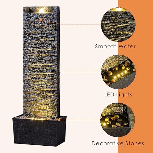 GOSSI Water Fountain Outdoor with LED Light 385 Inch