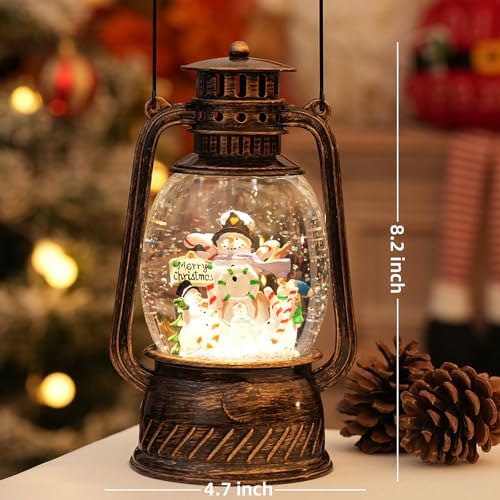Joyful Snowman Snow Globe with Music and Light