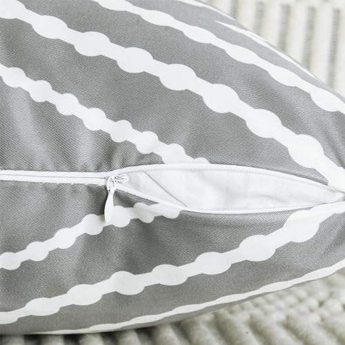 Adabana Waterproof Outdoor Throw Pillow Covers Set of 2 Boho Gray Geometric