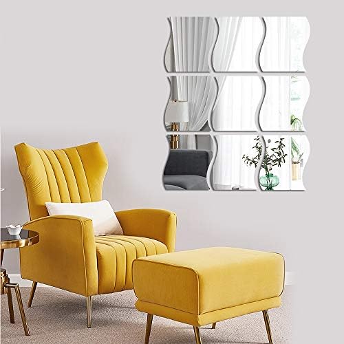 12PCS Wavy Mirror Wall Stickers 3D Art Decor