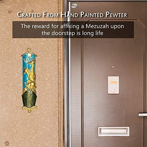 Matashi Hand Painted Mezuzah with Gold and Crystals