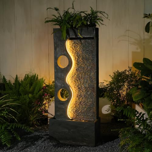 468 H Freestanding Water Fountain with LED Lights