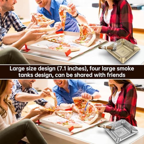 Titanium Cigar Ashtray with 4 Slots and Anti-Slip Base