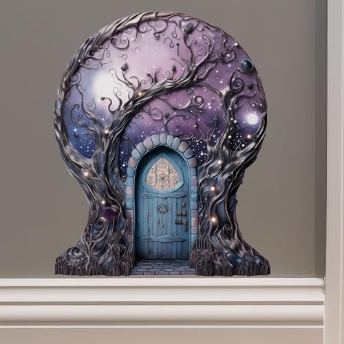 Starry Nebula Sky with Tree House Moon Decor Wall Sticker