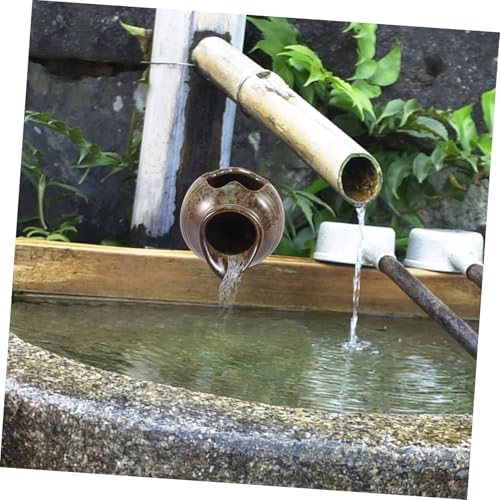 BESPORTBLE Unique Textured Ceramic Jar Solar Fountain Decor