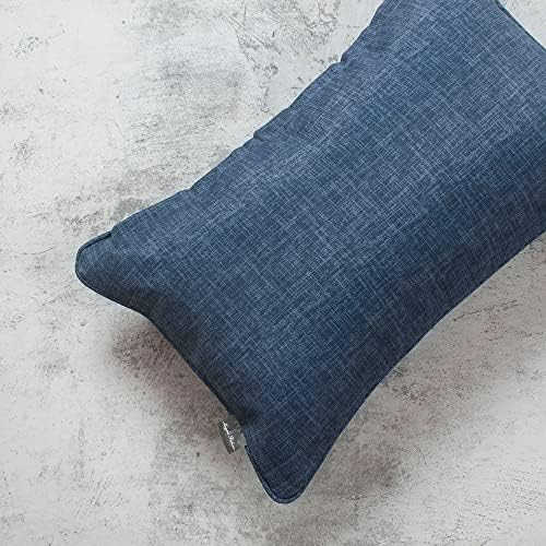 Magpie Fabrics Waterproof Rectangular Throw Pillow Pack of 2 Navy Textured