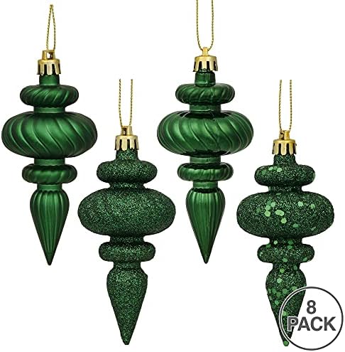 Vickerman 4 4-Finish Finial Ornament 8 Pack