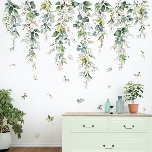 Wondever Hanging Vines Wall Decals for Bedroom Living Room