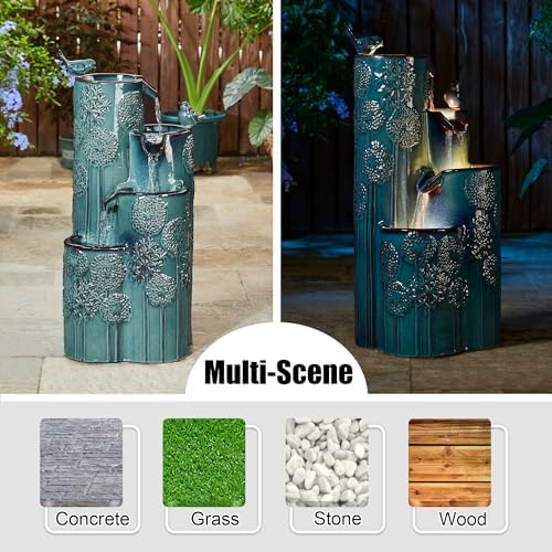 Glitzhome 3175 H Outdoor Fountain with LED Lights and Pump