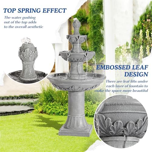 TOBYUL Italian Style 3-Tier Water Fountain - 484H Gray