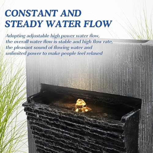 Dephet 496 Inch Freestanding Water Fountain with LED Light