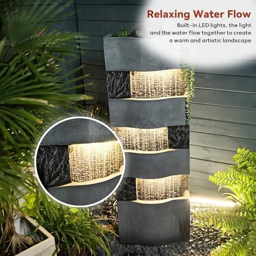 405H Freestanding Garden Water Fountain with LED Lights