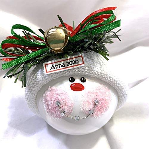 Personalized Braces Christmas Glass Jingle Bell Ornament