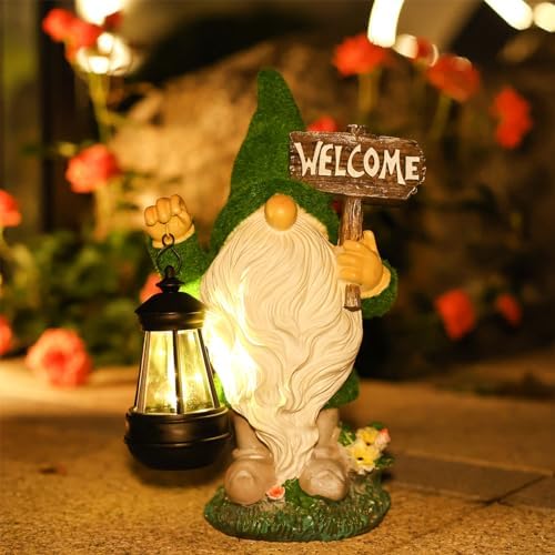 Houdezhu Solar-Powered Garden Gnome Statue 13