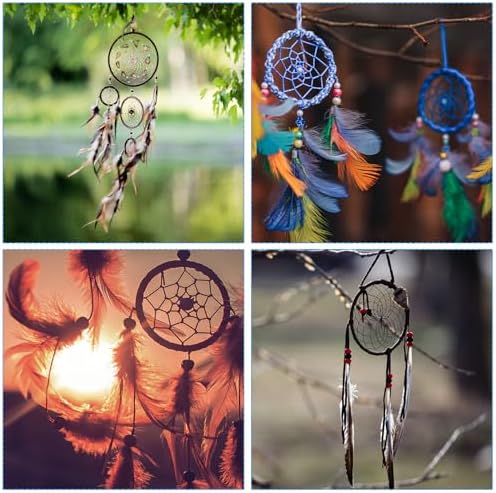 PATIKIL Dream Catcher Rings Set White 4 Sizes