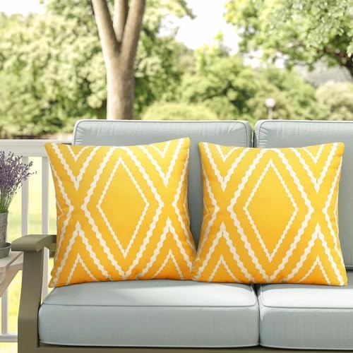 Adabana Waterproof Throw Pillow Covers Set of 2 Boho Yellow and White