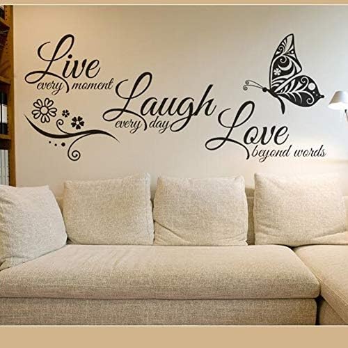 Live Every Moment Laugh Every Day Love Silent Wall Stickers Black 354x236