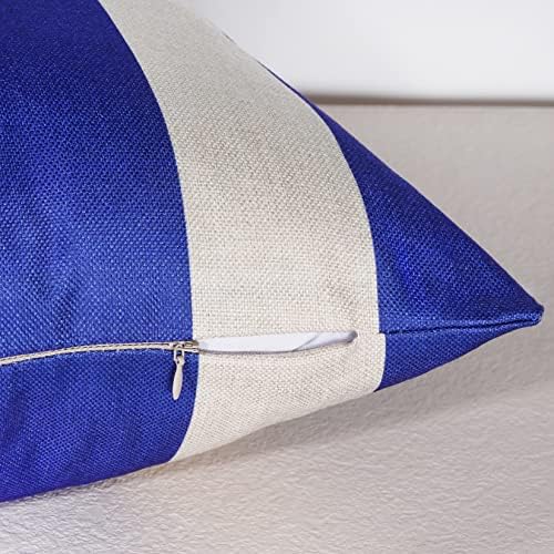 4 Pack Waterproof Pillow Covers Striped Blue White 18x18 Inch
