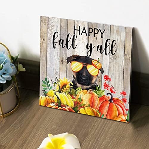 Thanksgiving Hello Fall Decorative Wood Plaque 8x8in