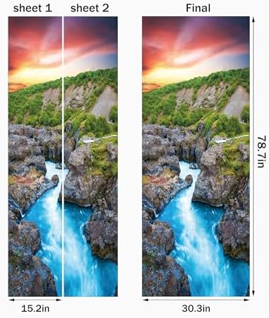 FLFK Door Mural Sticker - Mountain Landscape Decal