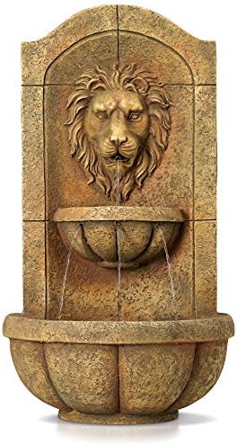 John Timberland Royal Lion Head Wall Fountain with LED Light