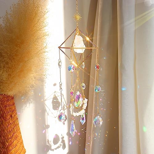 Rose Quartz Crystal Suncatcher Window Decor