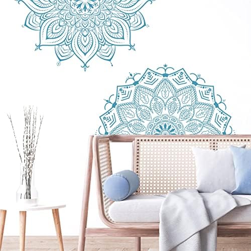 Kazova Mandala Wall Decals Blue Design for Bedroom Decor