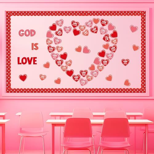 88Pcs Valentine Bible Verses Heart Bulletin Board Set