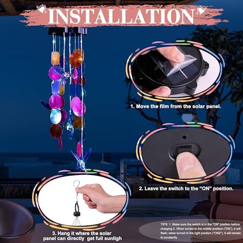 Solar Wind Chimes for Outdoor with LED Lights