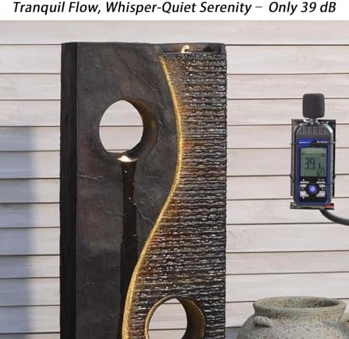 47 Inches Freestanding Water Fountain with LED Lights and Faux Rust Finish