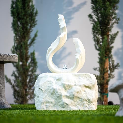 XBrand 25 in H White Stone-Look Fountain with LED Light